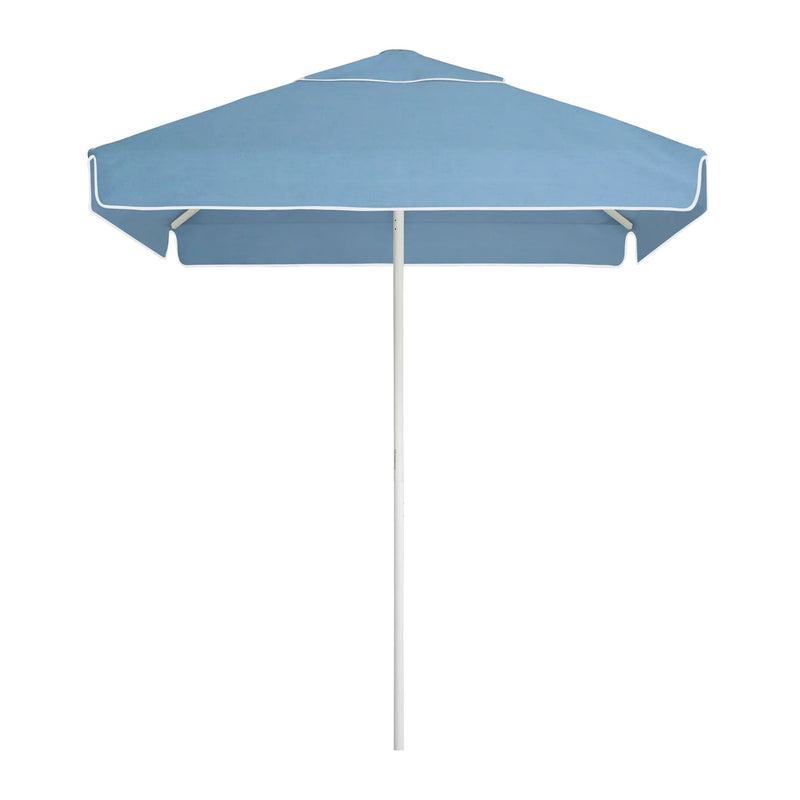 Sapphire Caspar Patio Umbrella by Basil Bangs with 200 cm square canopy, UPF50+ protection, and durable marine-grade components for outdoor elegance.