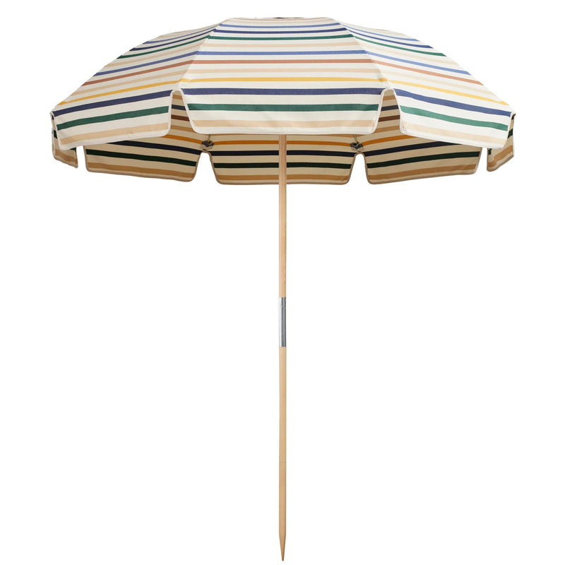 Classic Amore Stripe Gusto Jardin Patio Umbrella by Basil Bangs with UPF50+ sun protection, durable fabrics, and elegant canopy for outdoor style.