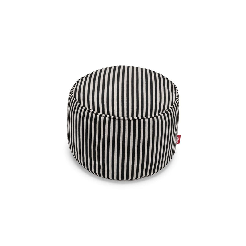 Plush terry pouf in Black Cream with a compact shape and warm, textured comfort.