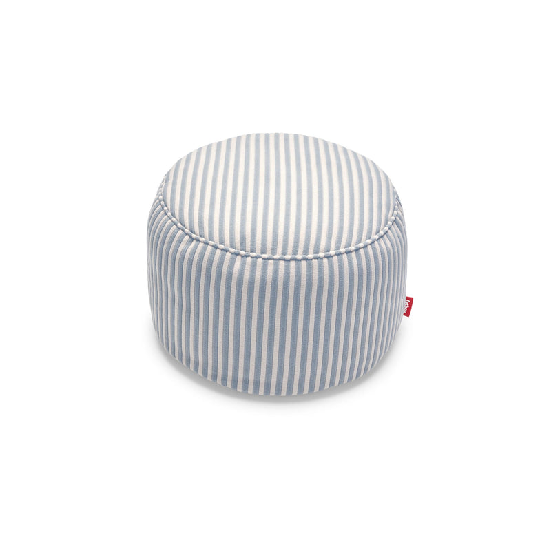 Plush terry pouf in Blizzard Blue with a compact shape and warm, textured comfort.