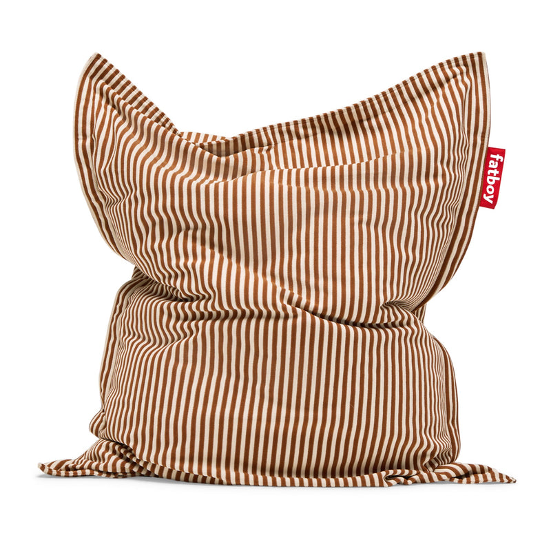 Lightweight indoor bean bag with striped terry fabric in Cognac Cream and long-lasting comfort.