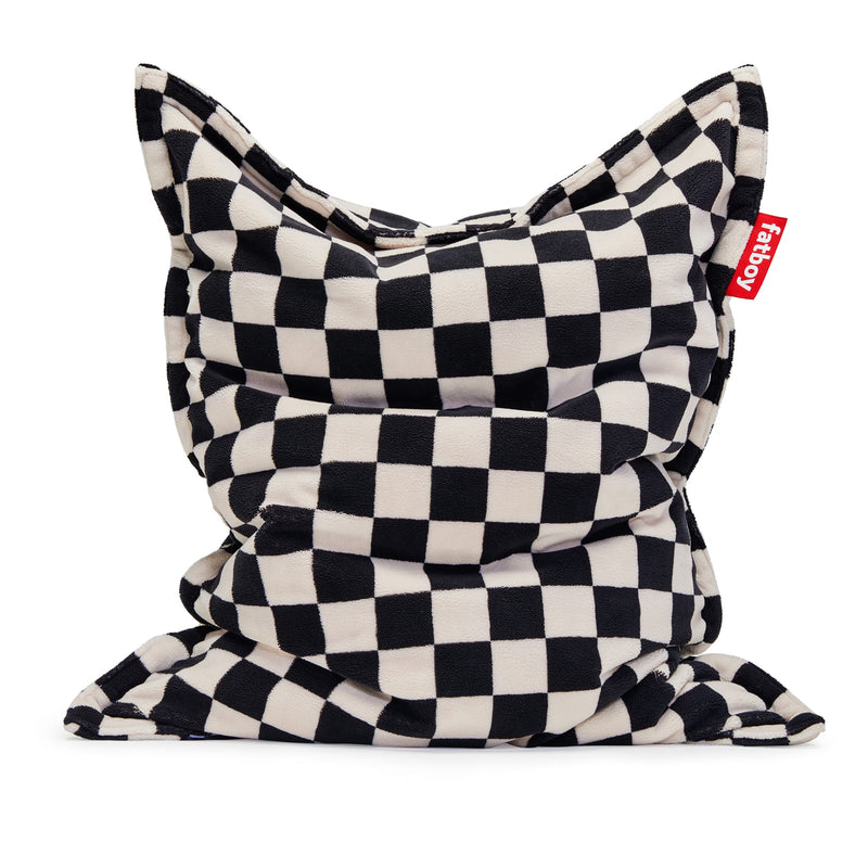 Plush teddy bean bag in Black Ecru with a slim profile, perfect for bedrooms, reading corners, and lounging.